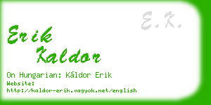 erik kaldor business card